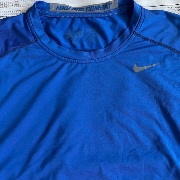 Nike Pro Combat Shirt fitted men’s Lg blue - Picture 4 of 7